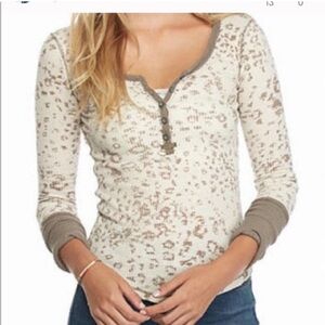 We The Free Davis Mottled Cheetah Print Henley